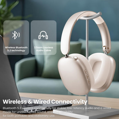 Wentronic Y01 Wireless Over Ear Headphones, Noise Canceling Bluetooth 5.3 Headphones with Microphones,Hi-Res Audio,48H Playtime,Foldable,Breathable Soft Earpads for iOS/Android/Samsung/PC-Green