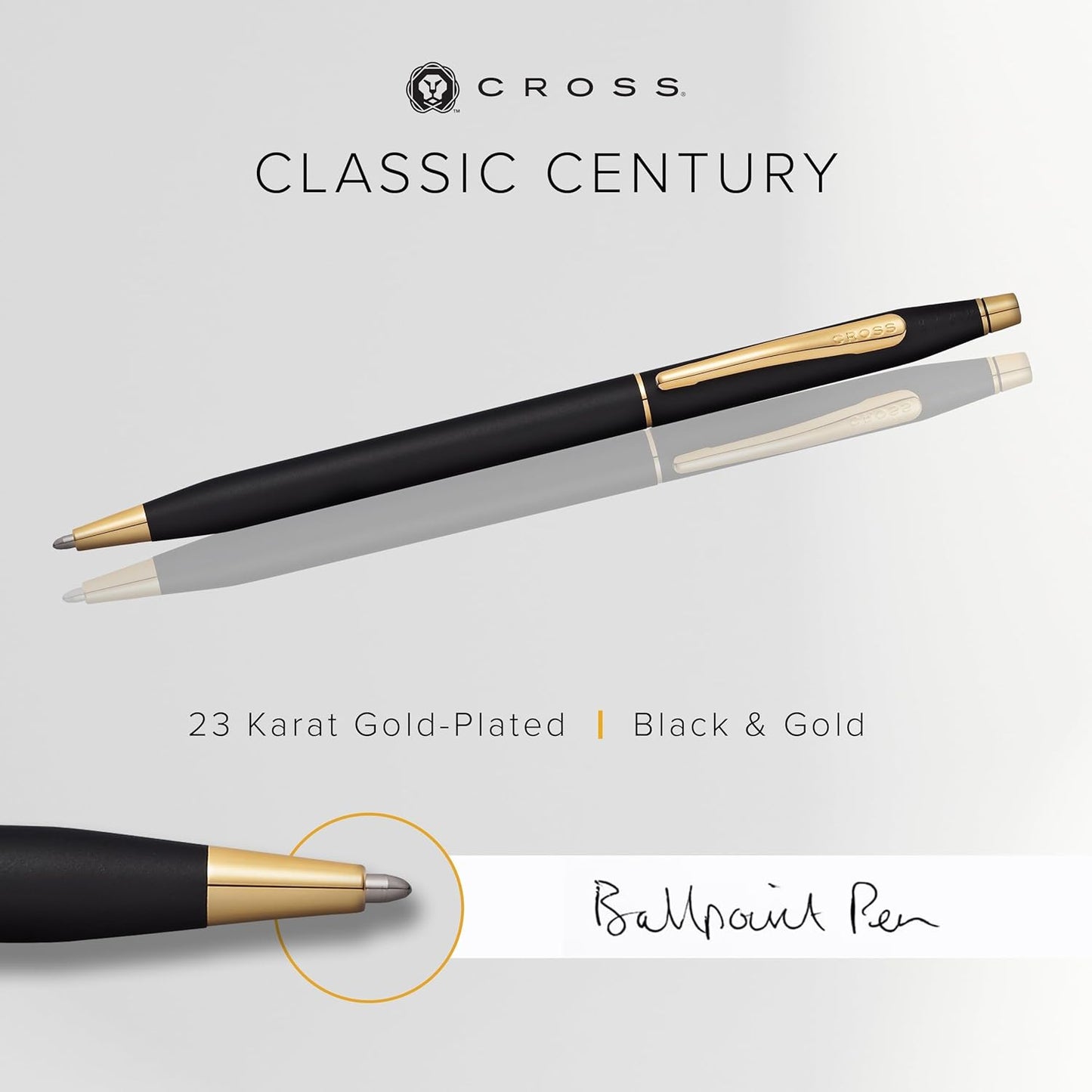 Cross Classic Century Classic Black Ballpoint Pen with 23 Karat Gold Plated Appointments (2502)