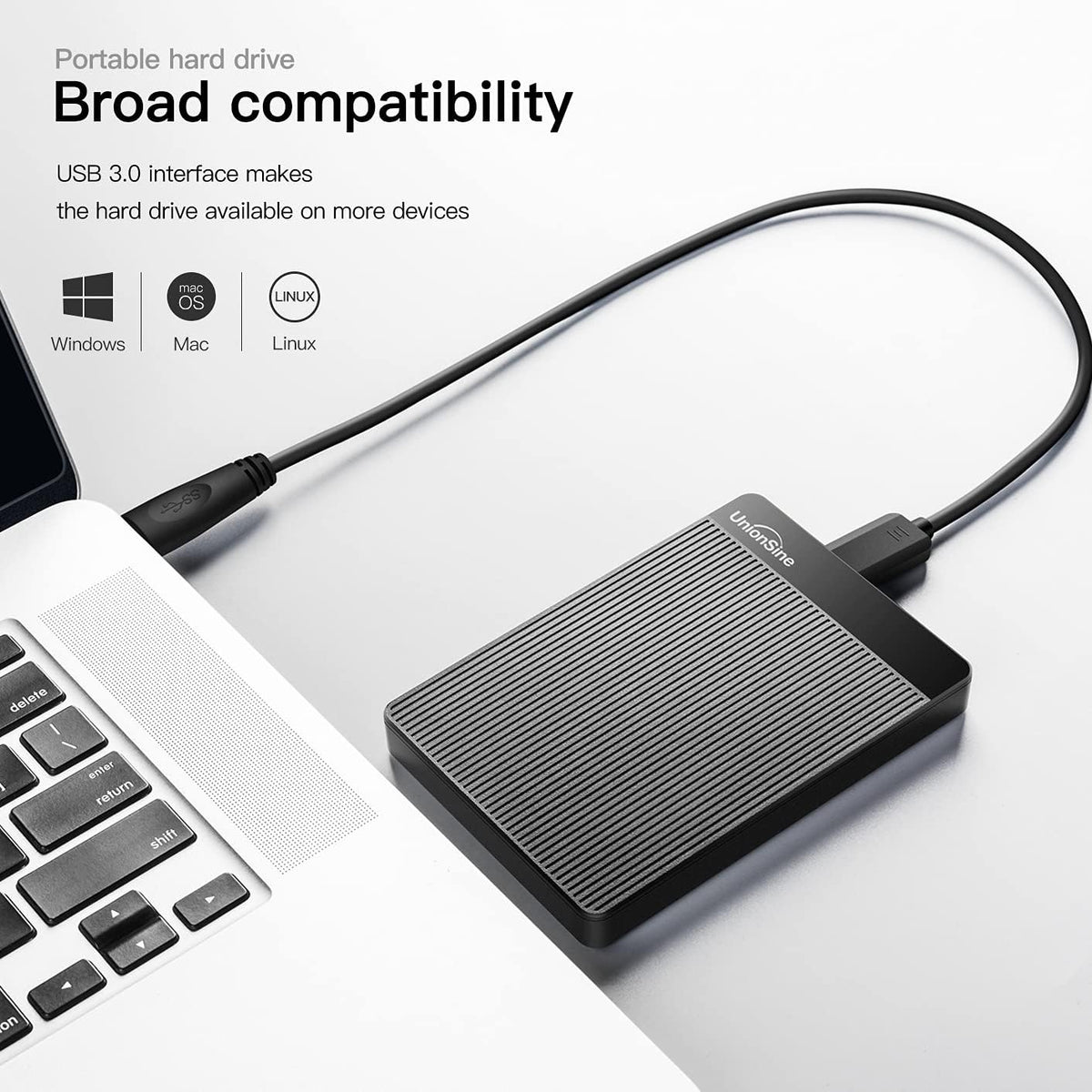 UnionSine 1TB Ultra Slim Portable External Hard Drive HDD-USB 3.0 Storage