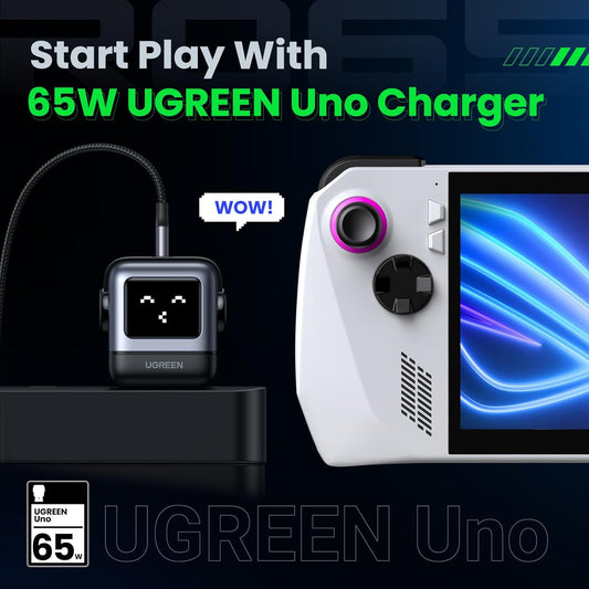 UGREEN Uno 65W USB C Charger Block, Nexode GaN Fast Charging 3-Port, Compact Wall Plug Power Adapter for MacBook Pro/Air, iPhone 16 15 Pro, Galaxy S24 Ultra, Pixel 8, iPad, Steam Deck, Black - PuriLite