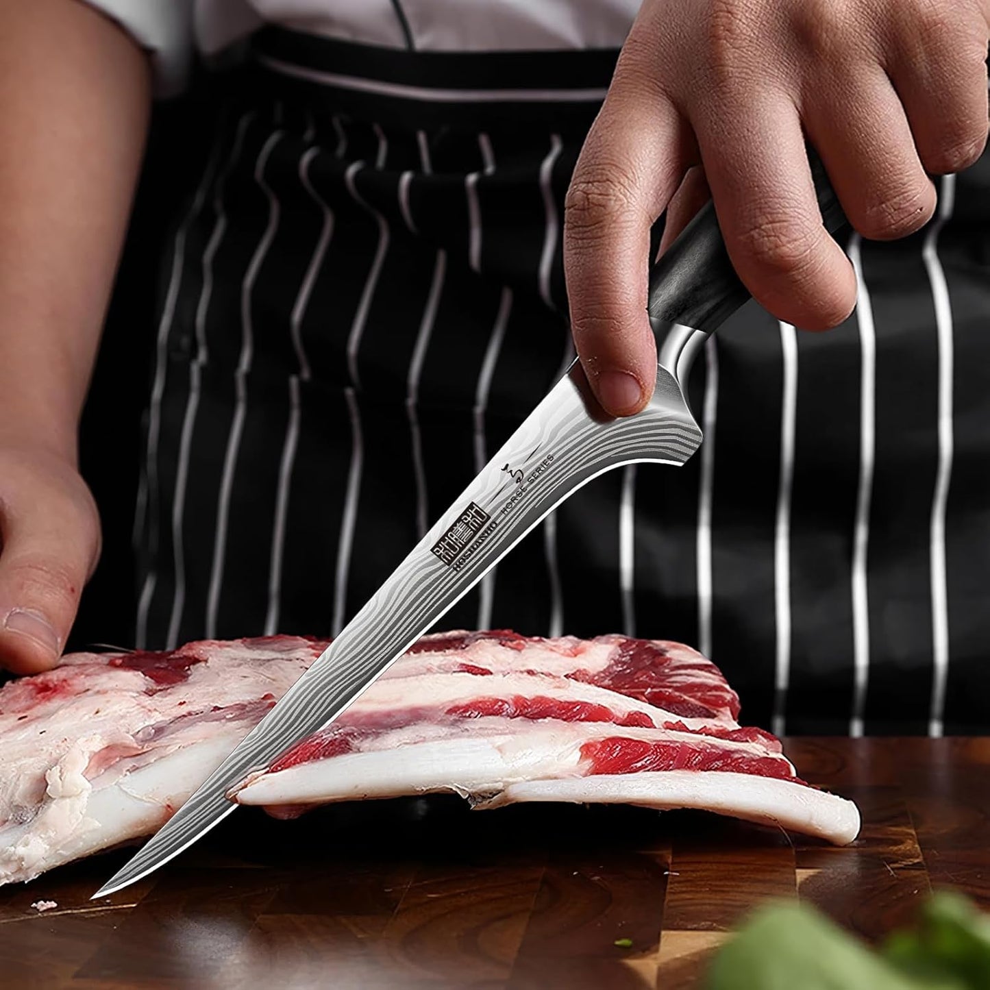 HOSHANHO Fillet Knife 7 Inch, Razor Sharp Boning Knife for Meat Poultry Chicken Cutting, Japanese High Carbon Powder Steel Fish Knife with Flexible Blade and Pakkawood Handle