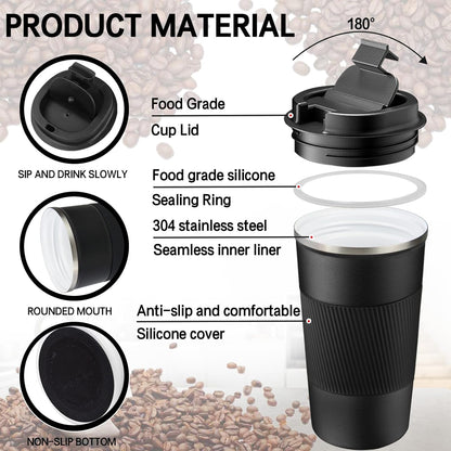 18oz Mug with Ceramic Coating Inside, Insulated Coffee Mug with Lid, Leak Proof Coffee Travel Mug, Travel Coffee Mug Fits in Car Cup Holder