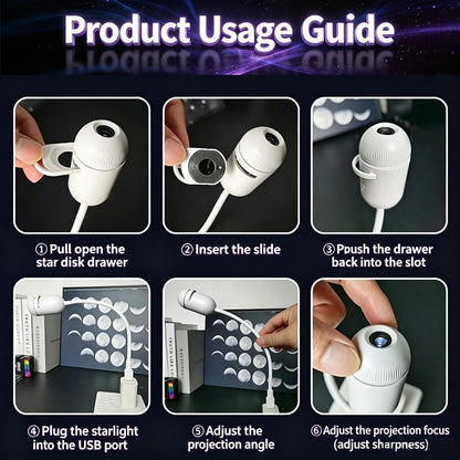 2-in-1 HD Galaxy 5D Holographic Night Light Projector,360°USB Plug and Play
