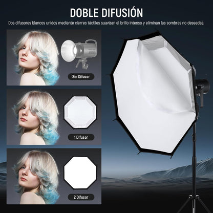 NEEWER 35.4'' Octagonal Softbox, Quick Release Parabolic Soft Box with Bowens Mount, Diffusers, Grid, Bag Compatible with Aputure 120d Compatible with Godox SL60w NEEWER Q4 AS600B CB300B Q300, NS92P
