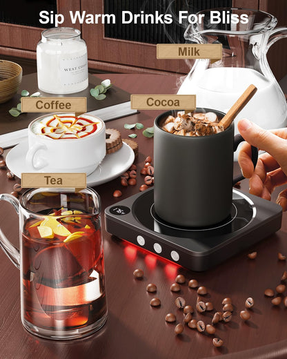 House Gem Mug Warmer - 36W Coffee Mug Warmer for Desk with Temperature Display, 2-12Hrs Auto Shut Off, Smart Candle Warmer - Ideal Coffee Gifts Accessories Keep Beverages Coffee Warmer (Black)