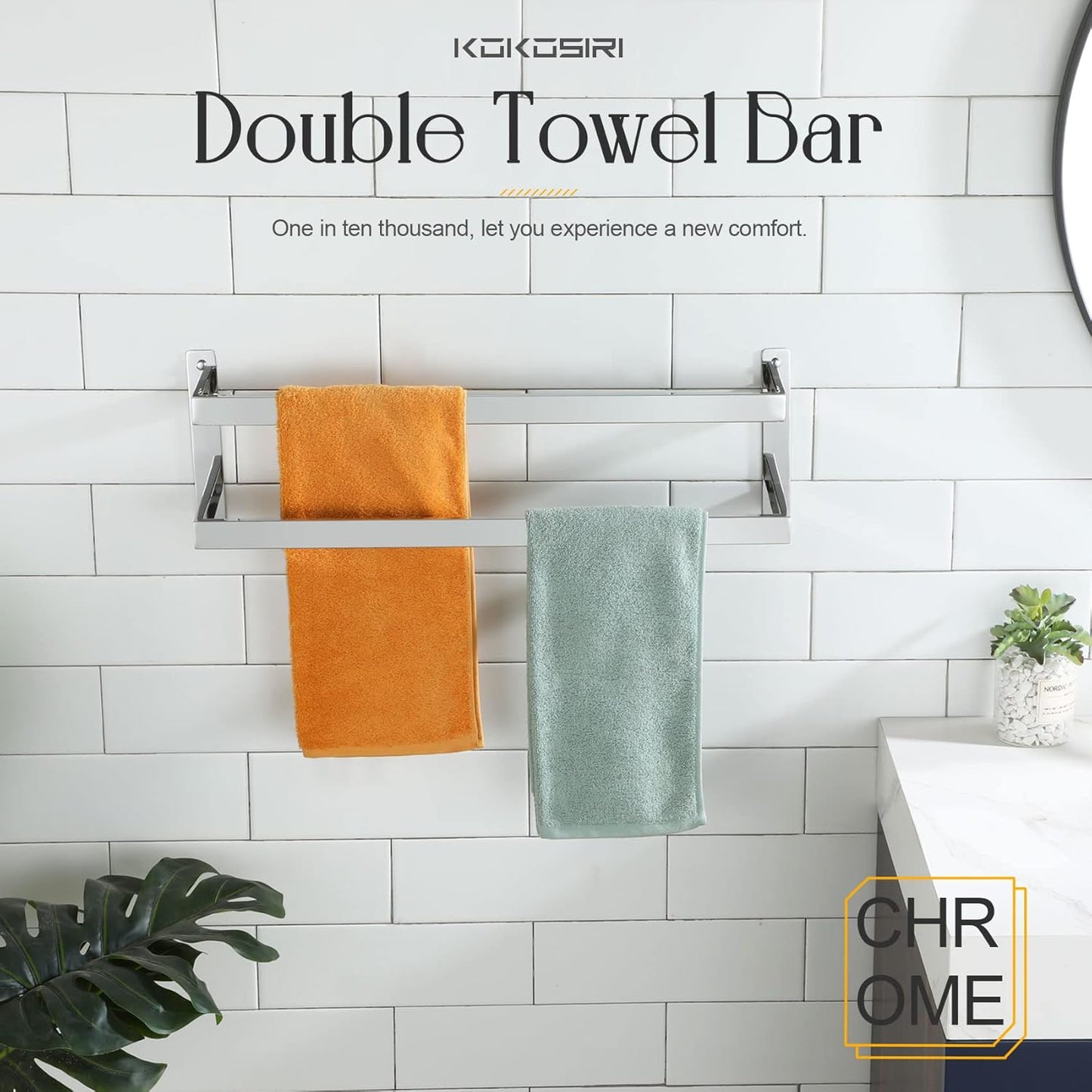 KOKOSIRI Towel Bars Black Bath Towel Holders 20 Inches Bathroom 2-Tiers Ladder Towel Rails Wall Mounted Towels Shelves Rack Stainless Steel, B5008BK-L20
