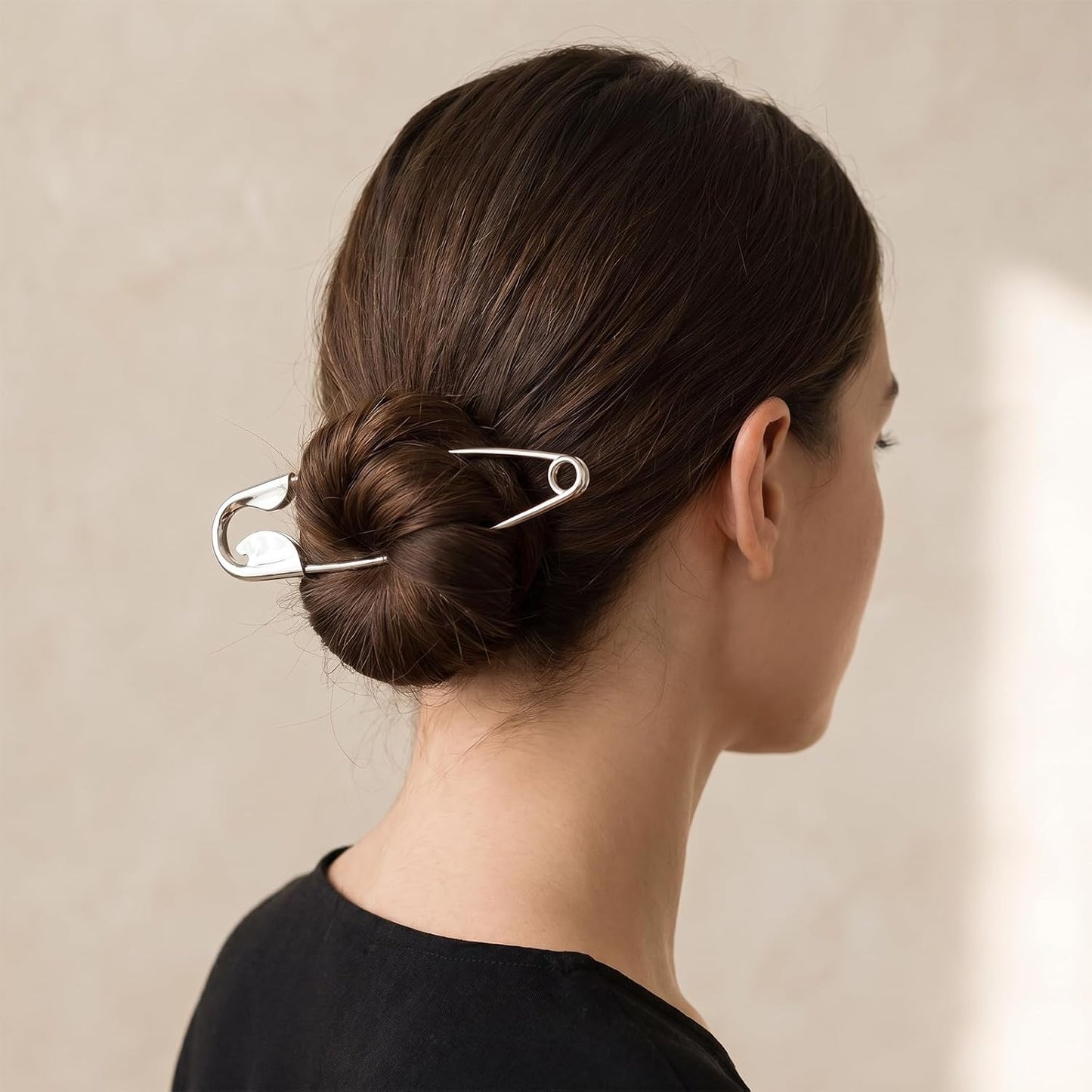 3PCS Oversized Safety Pin Hair Clips for Women Thick Hair - Large Metal French Hair Pin, Strong Hold Statement Hair Styling Accessories for Bun Updo Twist Goth Looks