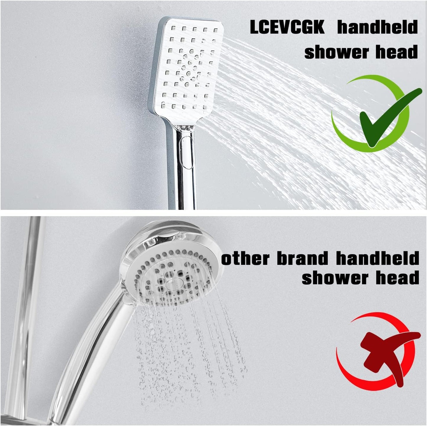 LCEVCGK Shower Faucet Set Complete Matte Black Shower System with 8 inch Square Rainfall Shower Head 3-Function Handheld Shower Waterfall Bathtub Spout Rain Shower Combo Set Bathroom Wall Mounted