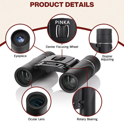 200x25 High Power Compact Binoculars with Clear Low Light Vision, Large Eyepiece Waterproof Binocular for Adults Kids, High Power Easy Focus Binoculars for Bird Watching, Outdoor, Hunting, Travel