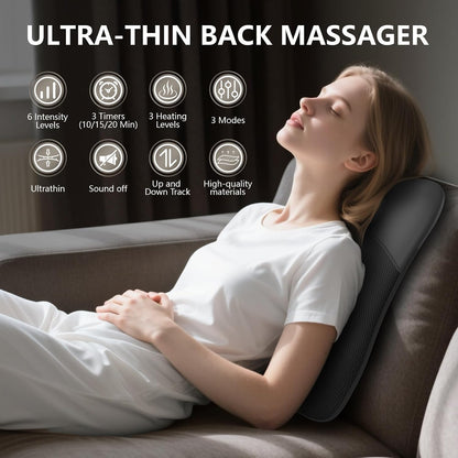 Back Massager, Rolling Up and Down Back Massager with Heat, Back Massage 4D Kneading for Pain Relief Deep Tissue, Ultrathin Shoulder Massager Gift for Women Men Parents Christmas
