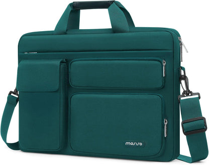 MOSISO Laptop Bag 13.3 inch, 13-13.3 inch Computer Shoulder Bag Compatible with MacBook Air/Pro 13/Pro 14, HP Dell ASUS Notebook &2 Raised&1 Flapover&1 Horizontal Pocket&Handle&Belt, Black