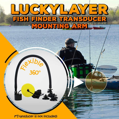 LUCKYLAKER SUP Transducer Mount Arm Kayak Transducer Arm Mount Fish Finder Mounting Arm High Strength Bracket Black Fishing Holder for Canoe Boat Kayak