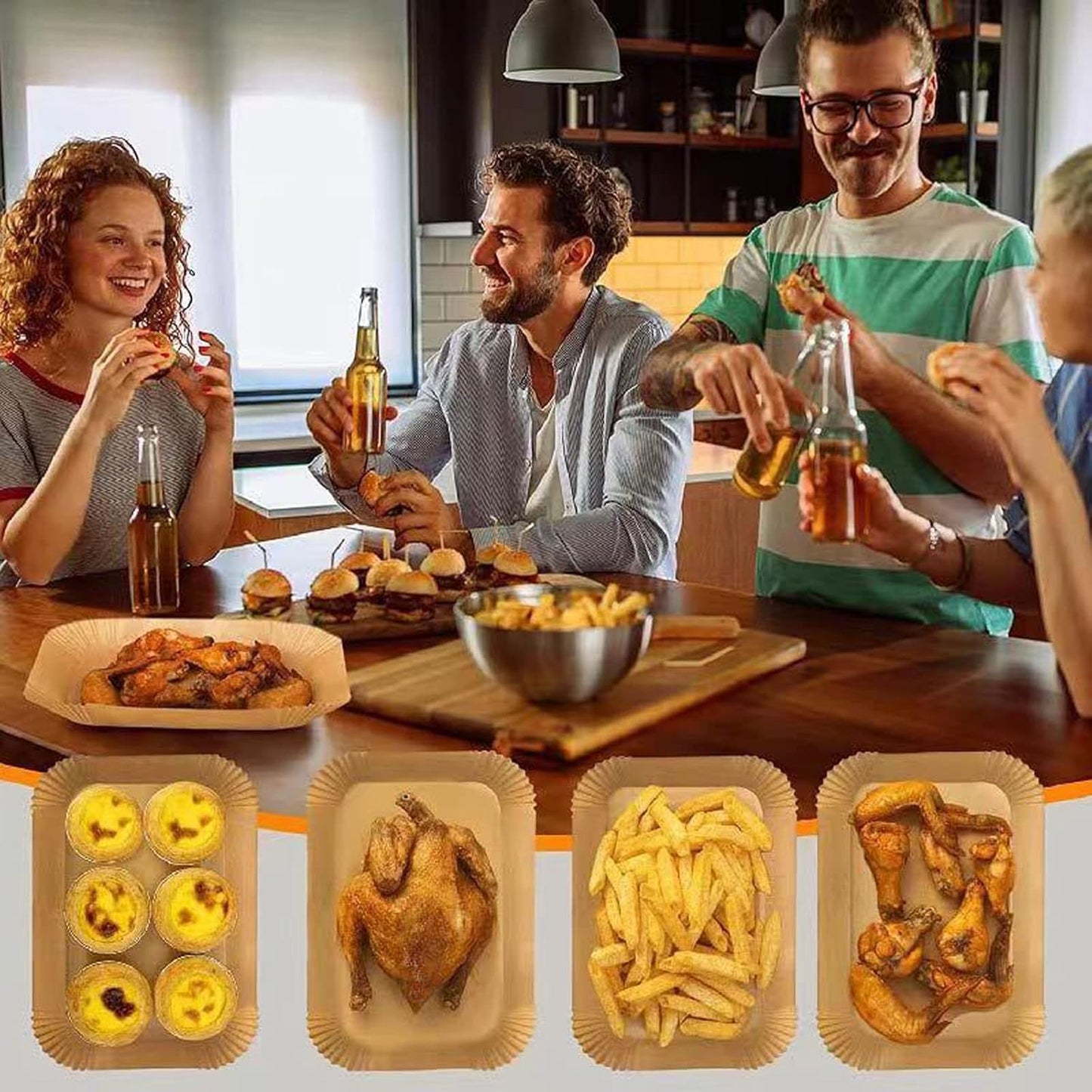 GOFFUGT Air Fryer Disposable Paper Liner,100PCS Round Airfryer Paper Liners,9" Natural Parchment Paper for Air Fryer Oil-Proof Water-Proof,Food Grade Parchment for AirFryer,Steamer,Microwave Etc