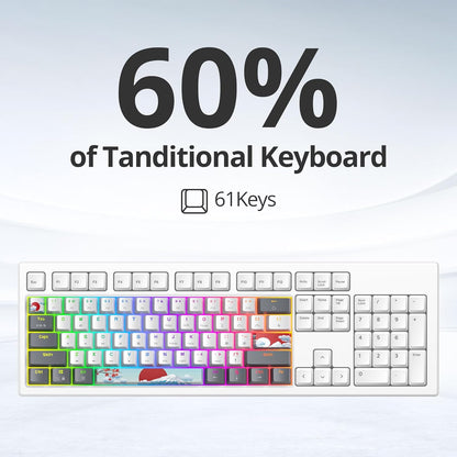 Fogruaden Full Size Mechanical Keyboard, Green Matcha Keyboard, Wired USB 104 Keys RGB Backlit Gaming Keyboard with Number Pad, Red Switches, NKRO Mechanical Keyboard for Windows Laptop PC Gamer