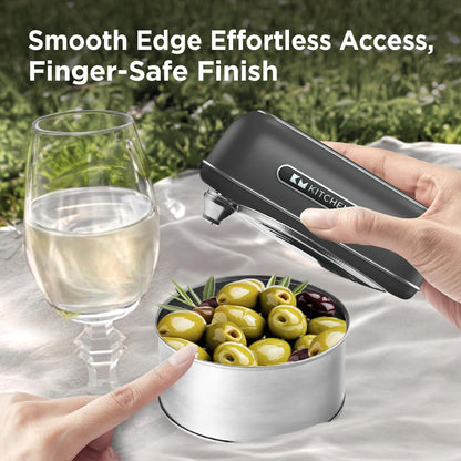 Kitchen Mama Orbit One Stainless Steel Rechargeable Electric Can Opener: Hands-Free, USB-C Charging, Automatic Stop, Smooth Edge, Safety, Blade for Large Cans, Heavy Duty, Soda Can and Pop Can