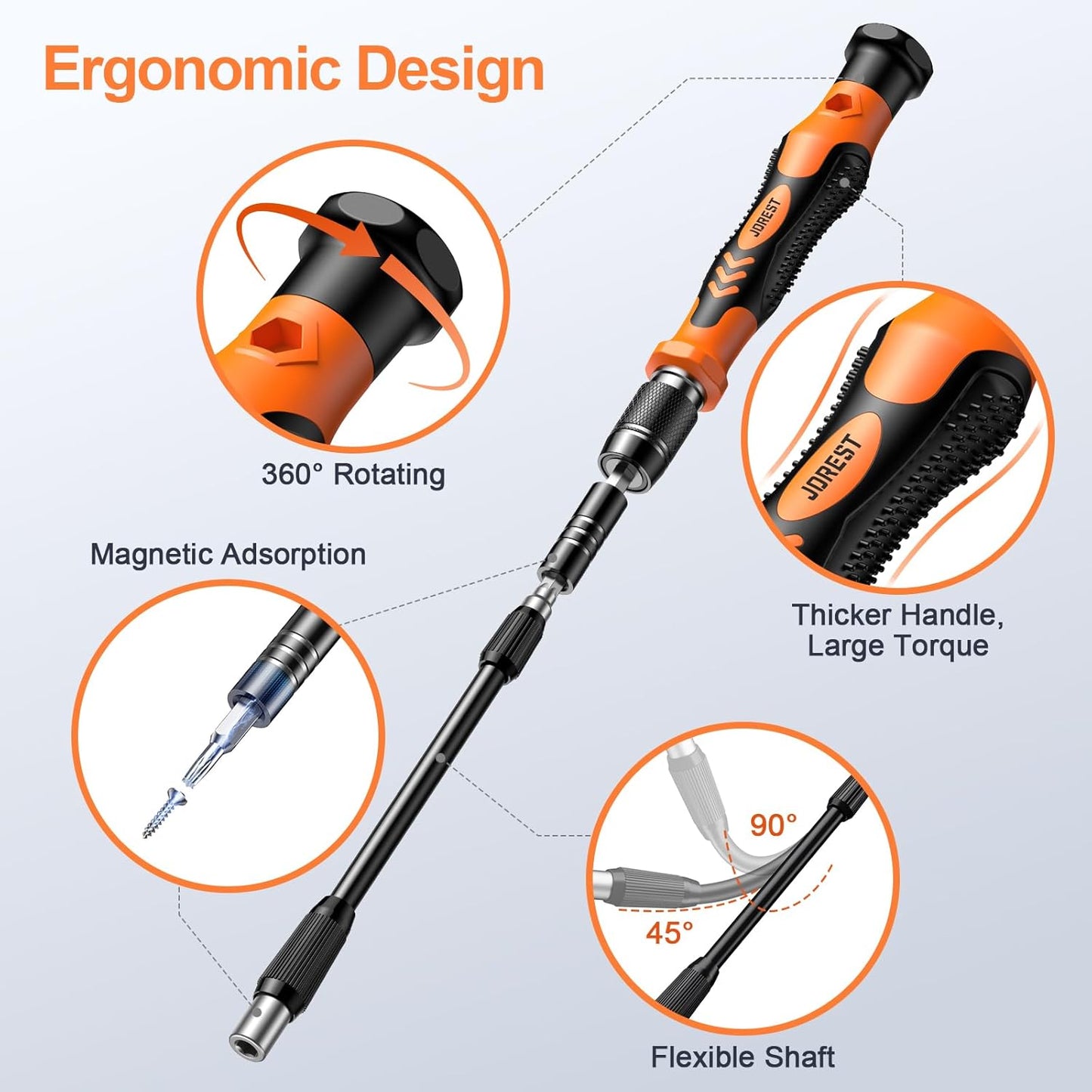 JOREST 117-in-1 Precision Screwdriver Set – Magnetic Mini Repair Tool Kit with Torx & Triwing Bits, Flexible Shaft, Ergonomic Handle - PuriLite