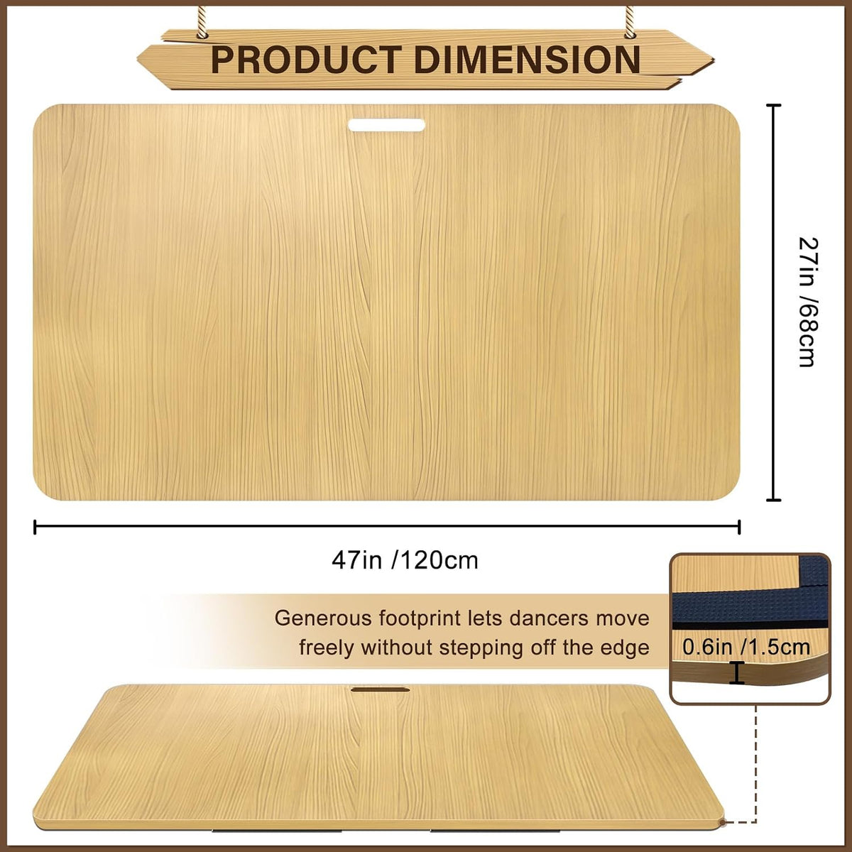 48"x27" Portable Tap Dance Floor Mat Non-Slip Shock Absorbing for Home