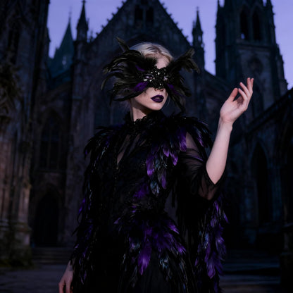 JEGERMIG Feather Carnival Mask Headwear Headpiece Halloween Showgirl Masquerade Cosplay Accessories for Women