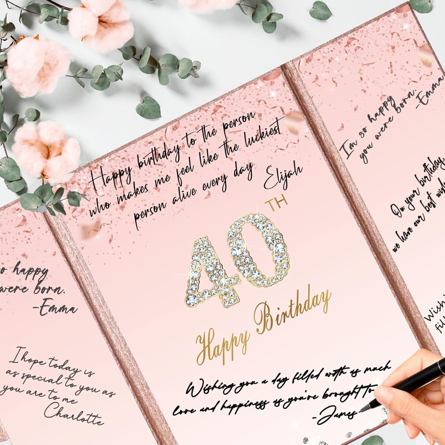 Crenics Rose Gold 70th Birthday Decorations, Creative 70th Birthday Guest Sign in Book Alternative, Large 70th Birthday Signature Book 12" x 18", Great 70 Years Old Birthday Gifts for Women - PuriLite