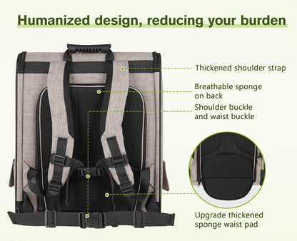 Pecute Pet Carrier Backpack, Dog Carrier Backpack Expandable with Breathable Mesh for Pets ＜6kg, Pet Backpack Carrier for Hiking Travel Camping Outdoor