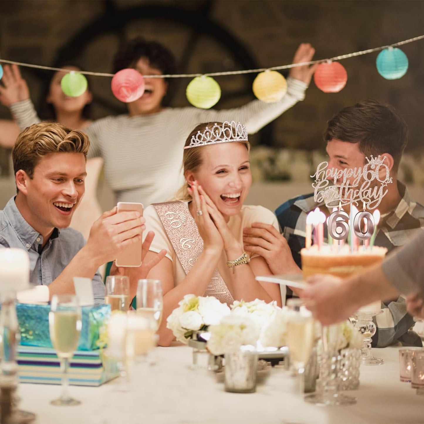 65th Birthday Decorations for Women, Including 65th Birthday Sash and Crown, Cake Topper and Candles, Number Balloons Rose Gold, 65 Year Old Gifts for Women
