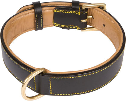 Soft Touch Collars Padded Leather Dog Collar, Large Brown - Genuine Real Leather, 24" Long x 1.5 Wide, Fits Neck Size 18" to 21" Inches