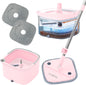Square Spin Mop and Bucket Smart Floor Mop with Separate Compartments for Clean and Dirty Water, Self Cleaning with 2 Machine Washable Pads, First Launch Limited Edition Rose