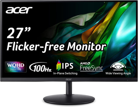 Acer SH272U Ebmiiphx 27" WQHD (2560 x 1440) Widescreen IPS Monitor| AMD FreeSync | 1ms (VRB) | 100Hz Refresh | 2 Speakers | VESA Compliant | HDMI Cable Incl.