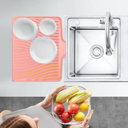 TIKNIK Silicone Dish Drying Mat for Kitchen Counter, Dish Drying Pad, Non-Slip Drain Pad with Built-in Drain, Heat Resistant Stone Drying Mat(40 L x 33 W cm, Grey)