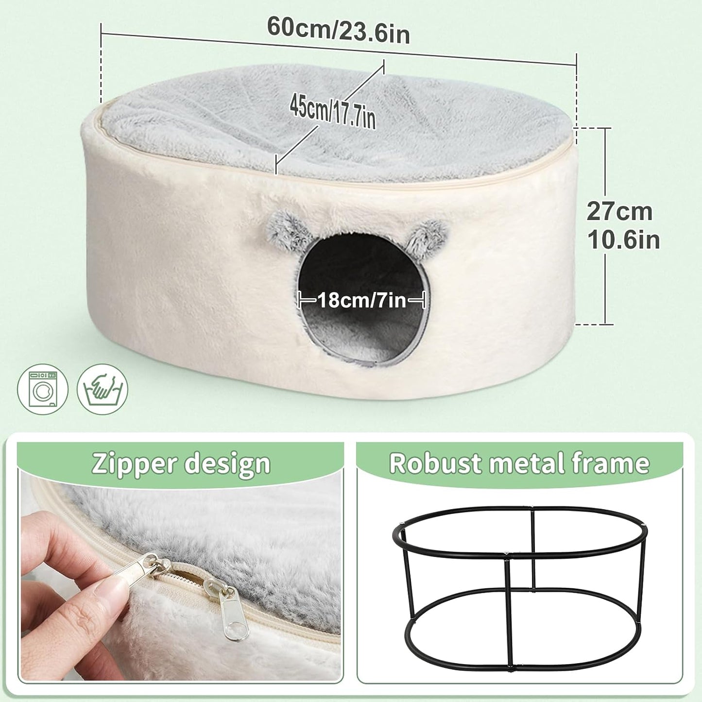 Sunhoo Elevated Cat Bed for Indoor Cats Large Kitty Cave House Enclosed Kitten Hideaway Cute Raised Pet Hammock 2-Storey Fluffy Puppy Hut 23.6 * 17.7 * 10.6in Maison Pour Chat intérieur Cabane