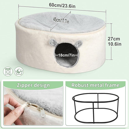 Sunhoo Elevated Cat Bed for Indoor Cats Large Kitty Cave House Enclosed Kitten Hideaway Cute Raised Pet Hammock 2-Storey Fluffy Puppy Hut 23.6 * 17.7 * 10.6in Maison Pour Chat intérieur Cabane