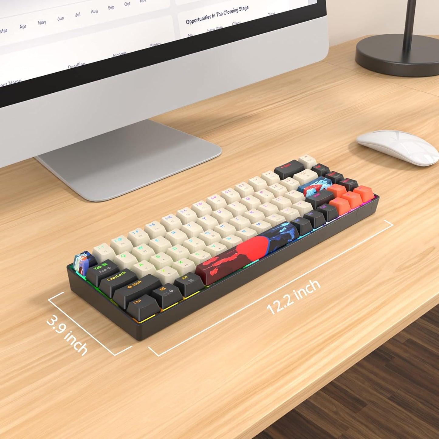 Fogruaden Full Size Mechanical Keyboard, Green Matcha Keyboard, Wired USB 104 Keys RGB Backlit Gaming Keyboard with Number Pad, Red Switches, NKRO Mechanical Keyboard for Windows Laptop PC Gamer