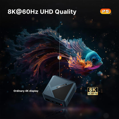 BOSGAME P4 Gaming Mini PC Ryzen 7 5700U 32GB RAM 1TB NVMe M.2 2280 SSD, 11-Pro OS Mini Computers, Micro PC 4K 60Hz Triple Display, HDMI+DP+Type-C, WiFi 6E, BT5.2, PD3.0, Dual 2.5GbE LAN