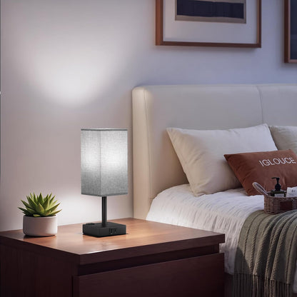 Fenmzee Bedside Table Lamp - Grey Touch Bedroom Lamp with 3 Way Dimmable