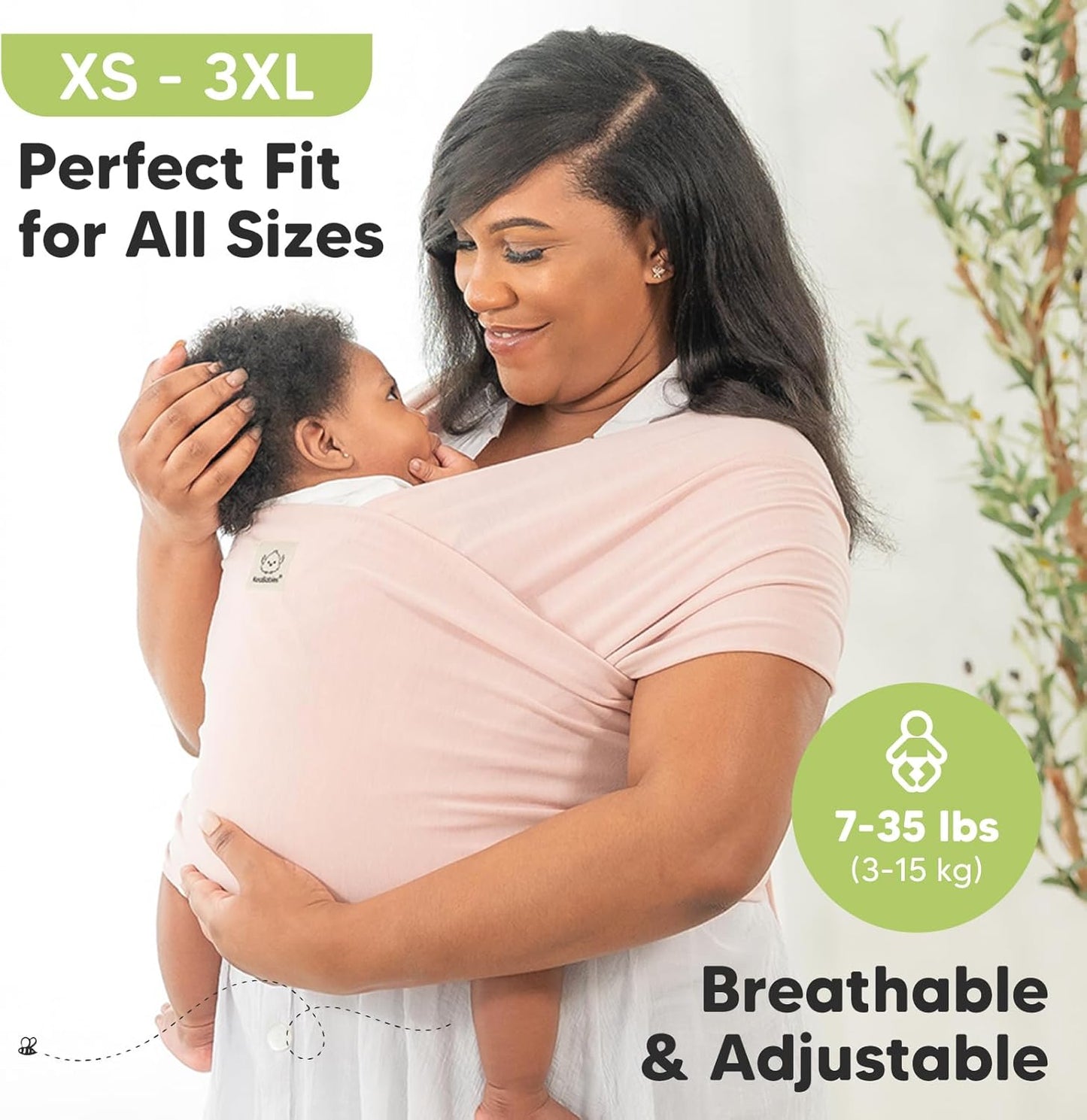 KeaBabies Baby Wrap Carrier - All in 1 Original Baby Carrier Newborn To Toddler Sling, Easy to Wear, Hands Free Bonding, Lightweight, Breathable Infant Wraps (Trendy Black)