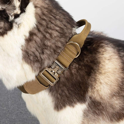 EXCELLENT ELITE SPANKER Tactical Dog Collar Nylon Adjustable K9 Collar Military Dog Collar Heavy Duty Metal Buckle with Handle(Coyote Brown-XL)