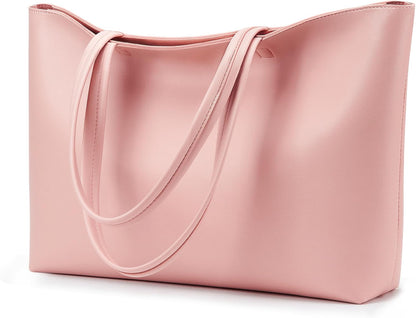 KALIDI Tote Bag Zipper Shoulder Bag Faux Leather Purses for Women Large Casual Handbag Work Dating College