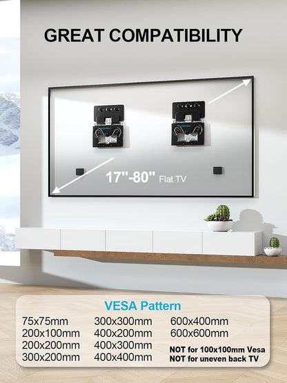 Supcline Ultra Slim TV Wall Mount Compatible with 14"- 80" Flat & Frame TVs, 0.3" Micro-Gap Low Profile TV Mount, Minimalist Look, Blends Any Interior, Hold up to 100Lbs, Not for 100x100 Vesa