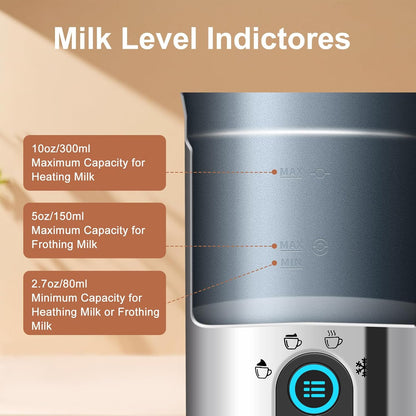 Milk Frother, Seedeem 4-in-1 Electric Milk Steamer, 10.2oz/300ml Automatic Warm and Cold Milk Foamer, Stainless Steel Milk Steamer for Latte, Cappuccinos, Hot Chocolate Milk ……