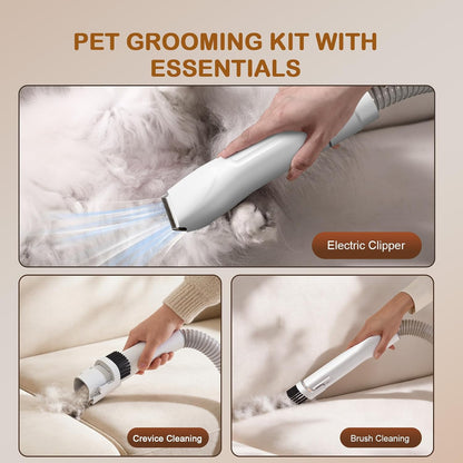 Dog Grooming Vacuum, Dog Grooming Kit, 3 Suction Modes Dog Brush Vacuum with 5 Pet Grooming Tools (Wheaten)