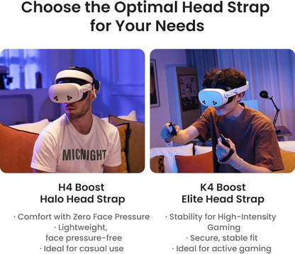 KIWI design H4 Boost Battery Halo Head Strap Compatible with Meta Quest 3 or Meta Quest 3S, Lightweight and DualFast Charging
