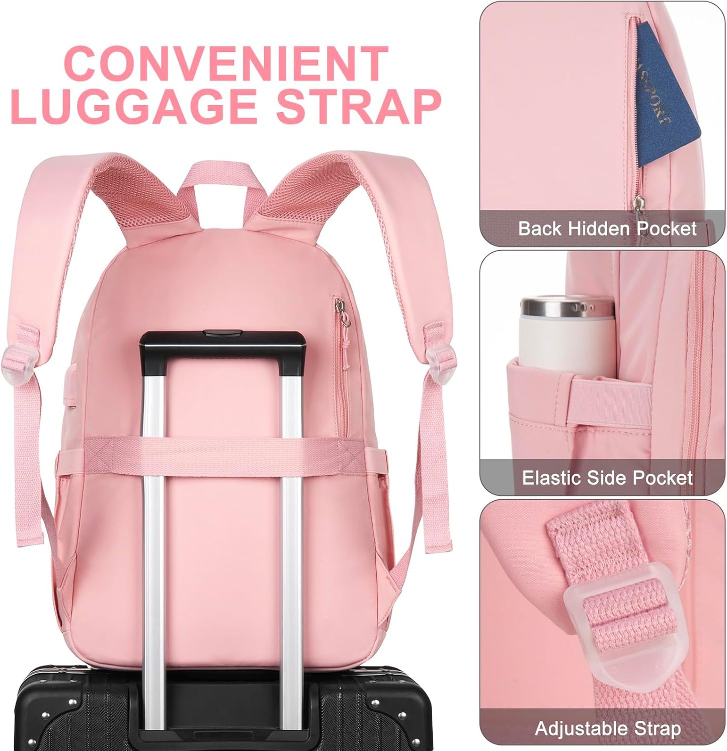 WINDARS Backpacks for Girls, 15.6 Inch School Bag Cute Waterproof laptop Bookbag Large College Backpack for Teen Women Students Anti Theft Travel Daypack Black