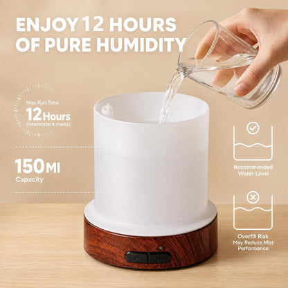 EQUSUPRO Essential Oil Diffuser 150ml Black Metal Aromatherapy Oil Diffuser Ultrasonic Cool Mist Diffuser with Auto Shut-Off Protection,7 Colors Changed LED for Home Office SPA Yoga