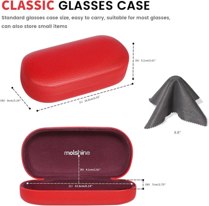 molshine Hard Shell Leather Sunglasses Case,Classic Large Glasses Case for Women Men,Sunglass Eyeglasses