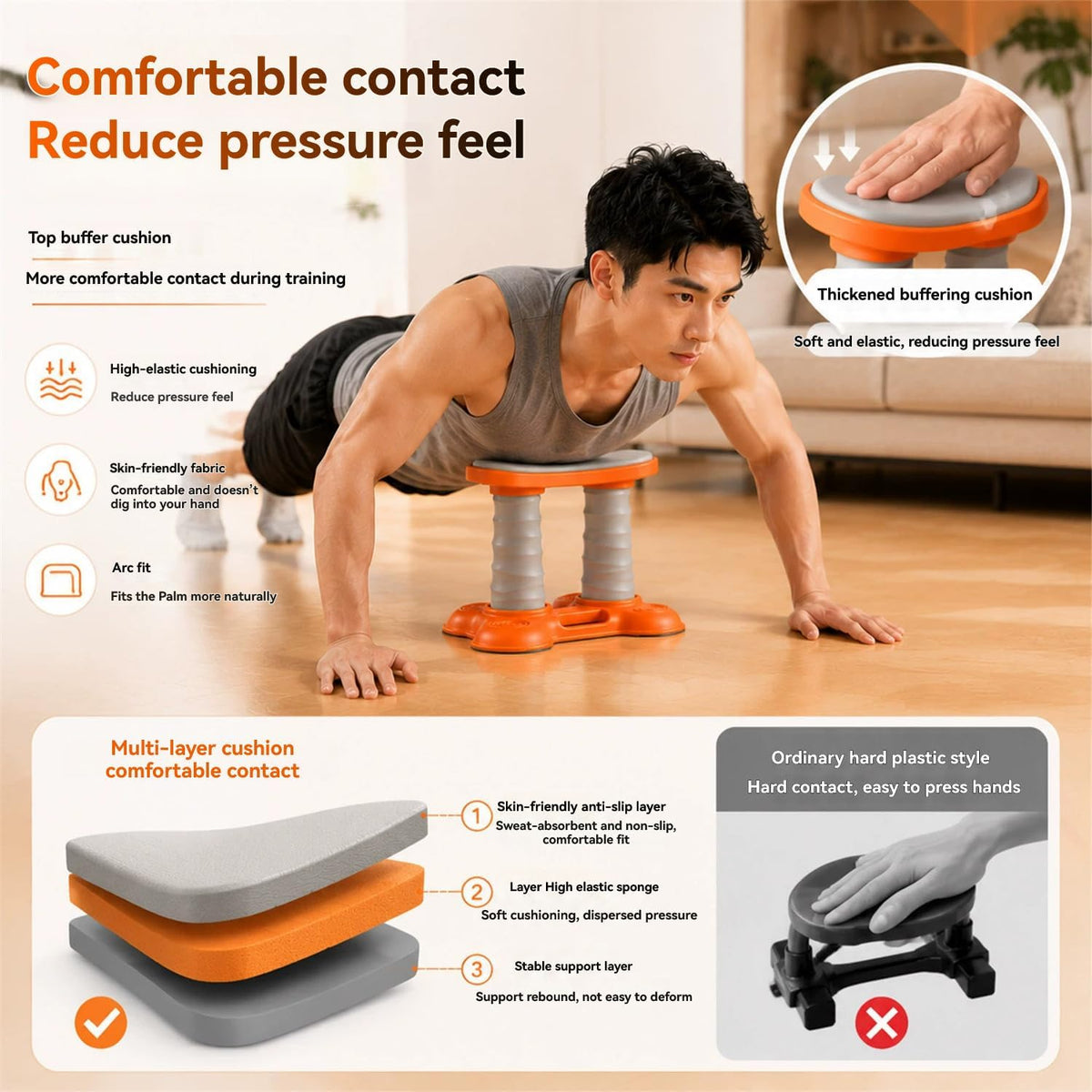 Push Up Assist Device With Dual Spring Rail 1 65 Kg Base for Fitness Spring-Assisted, Rail, Dual-Spring, Anti- Base, ABS, , Compact, Lightweight, Gym, Strength Training