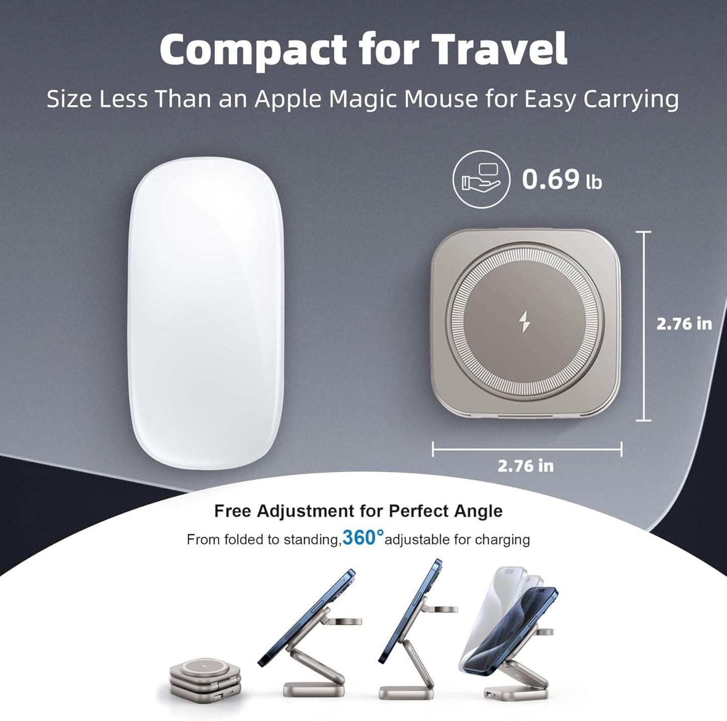 5-in-1 Wireless Charger for Magsafe, AC ISLAND Aluminum Travel Charging Station for Apple, 15W Snap Magnetic Multi Charging Stand Dock for iPhone 16/15/14/13 Apple Watch AirPods (with 35W GaN Adapter)