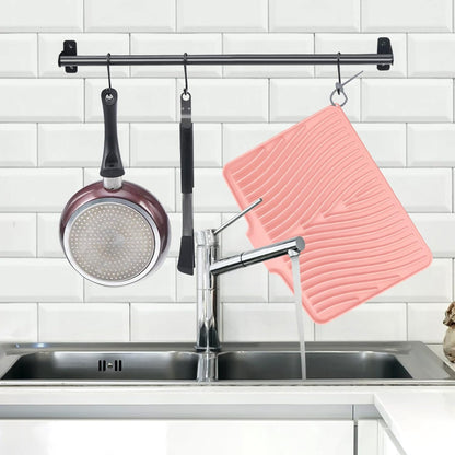 TIKNIK Silicone Dish Drying Mat for Kitchen Counter, Dish Drying Pad, Non-Slip Drain Pad with Built-in Drain, Heat Resistant Stone Drying Mat(40 L x 33 W cm, Grey)