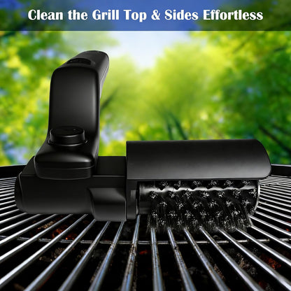 Cordless Electric Grill Brush with Adjustable Angle, 3-Speed Power Motor & Stainless Steel Head - Rechargeable, 90-Min Runtime, Waterproof Grill Cleaner for BBQ Grates & Griddles (Black)