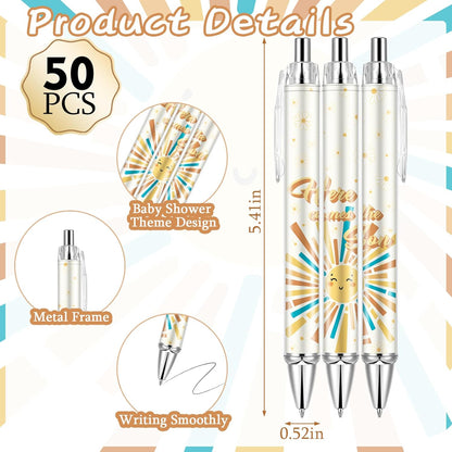 Lebsitey 50 Sets Pen Baby Shower Favors Gifts for Guests Includes 50 Rolling Paper Ballpoint Pens and 50 Greeting Thank You Bookmarks Baby Shower Party Favors (Safari)