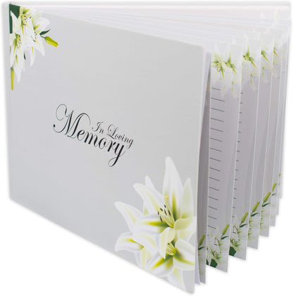 Customoffi Funeral Guest Book – Best for Memorial Service, Registry Book, Condolence and Bereavement Book – Classic and Elegant with 15 Sheets for Names and Memories